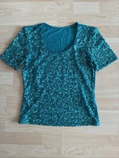 Vera Mont Ladies Sequin T-Shirt Green Size 36 Used Excellent Condition