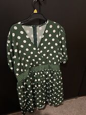 Womens Polka Dot V Neck Skater Mini T-Shirt Dress Ladies Casual Loose Sundress