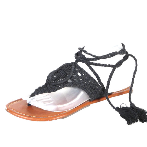 Asos black macrame tie - black,