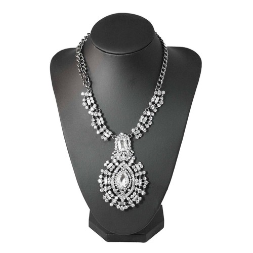 Black leatherette necklace - black,