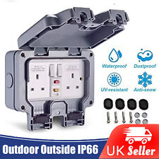 OUTDOOR SOCKET WEATHERPROOF STORM DOUBLE SWITCHED RCD SOCKET 13 AMP 2 GANG IP66