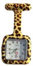 Nurses Fashion Coloured Patterned Silicone Rubber Fob Watches - SQUARE Leopard
