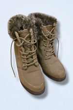 H&M Beige Fur-trim Lace-up