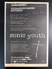 SONIC YOUTH - YOUTH AGAINST FASCISM | 15X11" 1992 PRESS ADVERT / POSTER L464