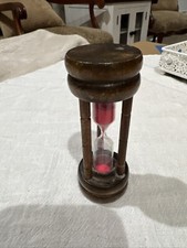 Vintage Wood 3-Minute Pink Sand hour glass Egg Timer 4”
