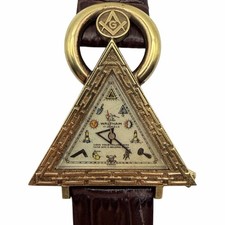Vintage RARE Original WALTHAM MASONIC TRIANGLE WRISTWATCH Gold Plated 