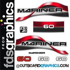Mariner 60hp 2 stroke split back outboard engine decals/sticker kit