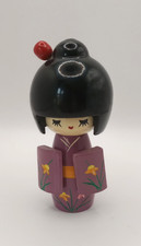 Vintage Wooden Japanese Kokeshi Doll Hand Painted Folk Art 13cm Tall