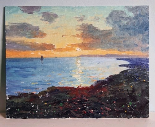 Isle wight sunset - isle, oil