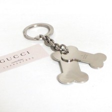 Authentic Gucci Dog Bones Key Ring Holder Charm Silvertone Metal Made in Italy