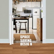 ⇳White Aoresac Auto Retractable Stair Gate/Baby Gate/Safety Gate/Pet Gates/D SG