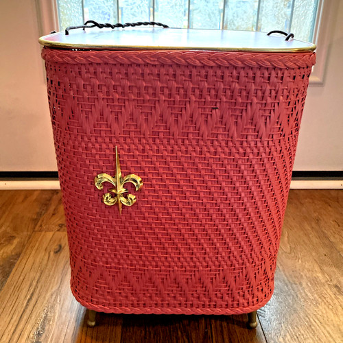 Fleur lis pink woven rattan - fleur-de-lis,