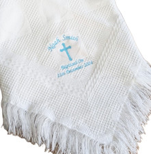 Personalised Christening Baby Shawl Embroidered Wrap for Baptism