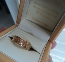 Welsh 9ct Gold Ring Yellow & Rose Gold Celtic hm 2008 Cymru Y Metel  size L to M