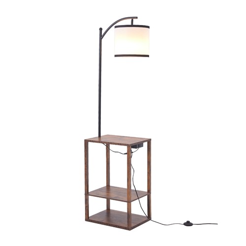 Wooden floor lamp with shelves - lamp,