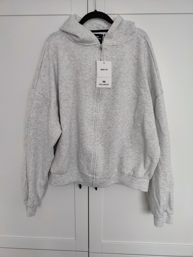 Pull bear grey pleated zip - grey, zip-up