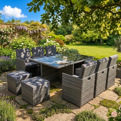 Rattan garden furniture - furniture, cube