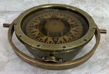Vintage Ships Compass, Brass, Maritime, Nautical, 1920's Gimballed, Large
