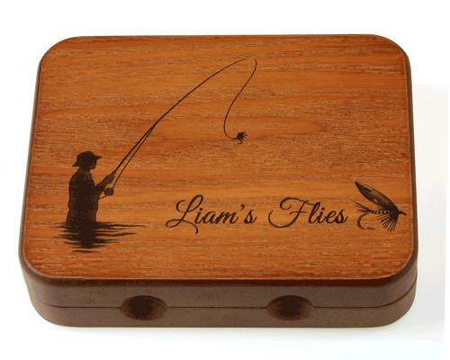 Personalised wooden fly box - personalised,