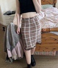 Chi Paris Vintage Plaid Beige Skirt UK 12