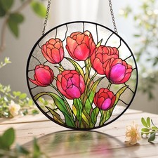 Colorful Tulips Stained Glass