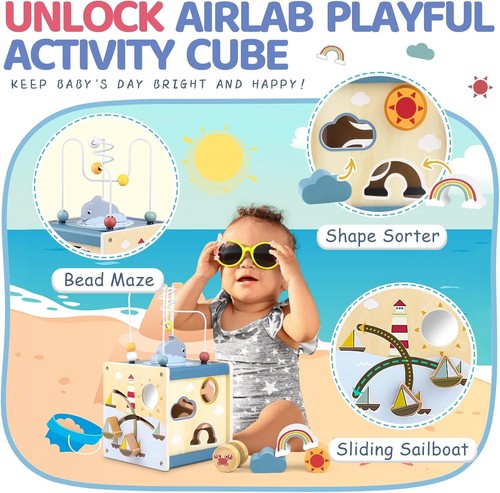Wooden activity cube baby - wooden,