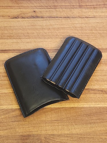 Vintage black leather cigar - black,