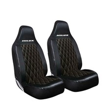 FOR TOYOTA HILUX - QUILTED BLACK LEATHER WATERPROOF FRONT SEAT COVERS 1+1