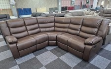Roma Black or Brown Leather Manual Recliner Corner Sofa + Cupholders