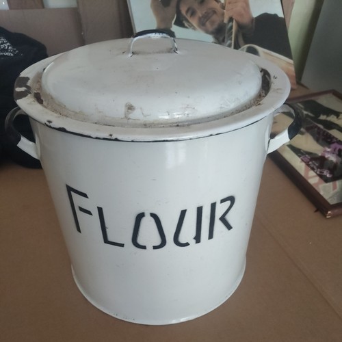 Vintage enamel flour - vintage,
