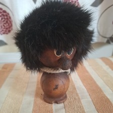 Vintage Teak Gonk Troll boy Figure Fluffy Fur Hair Danish 60s 70s MCM