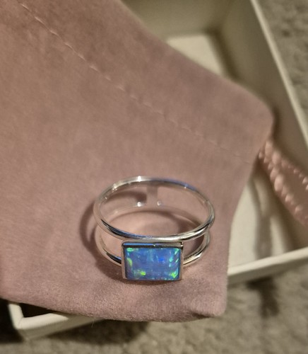 Sterling silver opal cushion - silver,