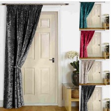 Thermal Single Door Curtain  Crushed Velvet Pencil Pleat Lined Winter "Rajpur"