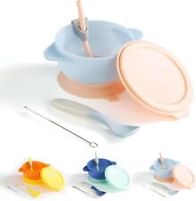Baby Bowls Suction Bowls for Baby with Straw and Spoons Unbreakable and Reusable