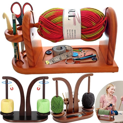 Wooden yarn holder rotating - wooden,