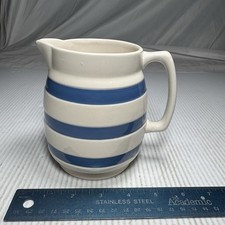 Vintage Staffordshire Chef Ware Blue White Striped Milk Jug Creamer England