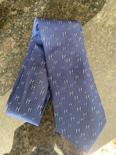Hermes silk tie dark blue - dark,