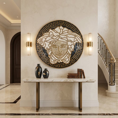 Medusa medallion marble mosaic - medallion,