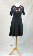 Red Herring Floral Embroidered T-shirt Skater Dress 10 Uk Rrp £32 CR024 BB 09