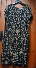 Biba Vintage Black Embellished Beaded Cocktail Elegant Party Dress  Size 16