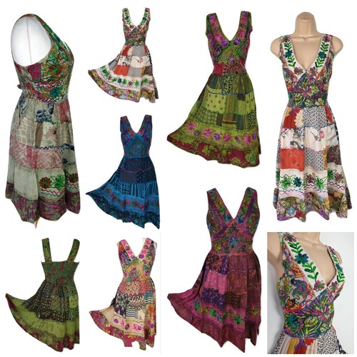 Patchwork dress knee length - patchwork,