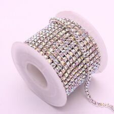 10yards Crystal AB Rhinestones Close Chain Trim for Sewing Crafts DIY Decoration