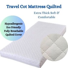 Travel Cot Foam Mattress For Graco, Redkite, Mamas & Papas Cribs, Quilted Cover