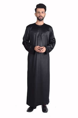 Omani silky black mens jubba - omani,