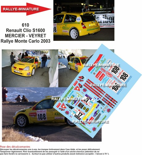 Decals ref 0610 renault - 1/43,