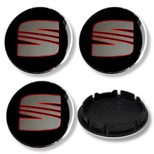 Fits Seat Alloy Wheel Centre Cap Hub x4 Black Red 56mm Many Models 5F0601171
