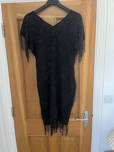 Black beaded vintage flapper - black,