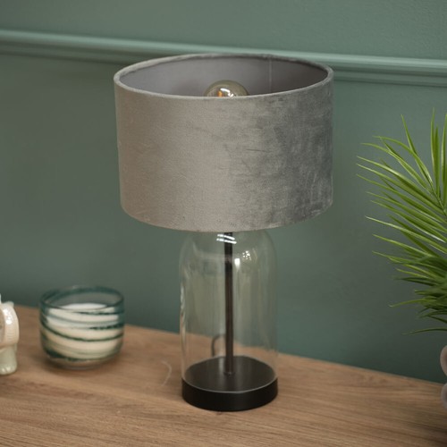 Glass table lamp black base - glass,