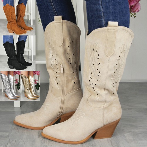 Cowboy boots shoes ladies mid - shoes,