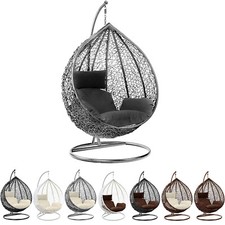 Hanging Egg Chair Rattan Swing Garden Hammock with Cushions for Outdoor Indoor